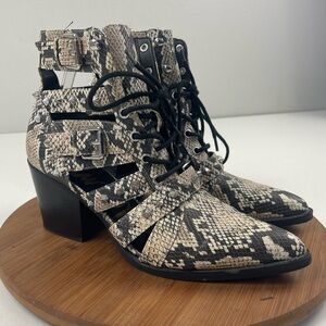Sam Edelman Elana Snake Print Studded Heeled Booties